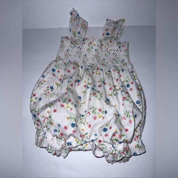 Little me Girls' Henley Ruffled Bubble Romper - Baby Size 3M Floral - Picture 1 of 8